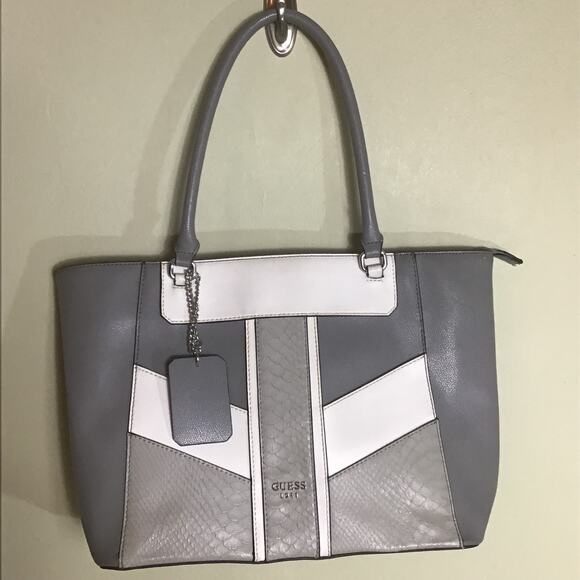 Guess handbag Women Large Size Tote with top handles Grey EUC roomy purse - Picture 2 of 9